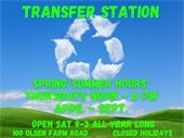Transfer Station Spring/Summer hours