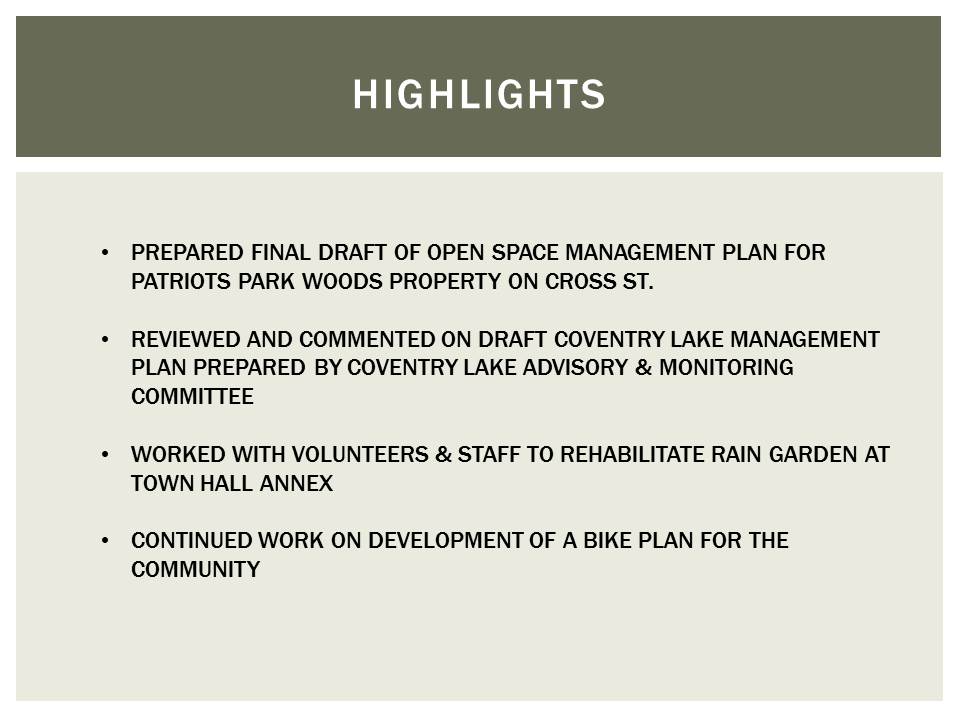 Conservation Commission Highlights