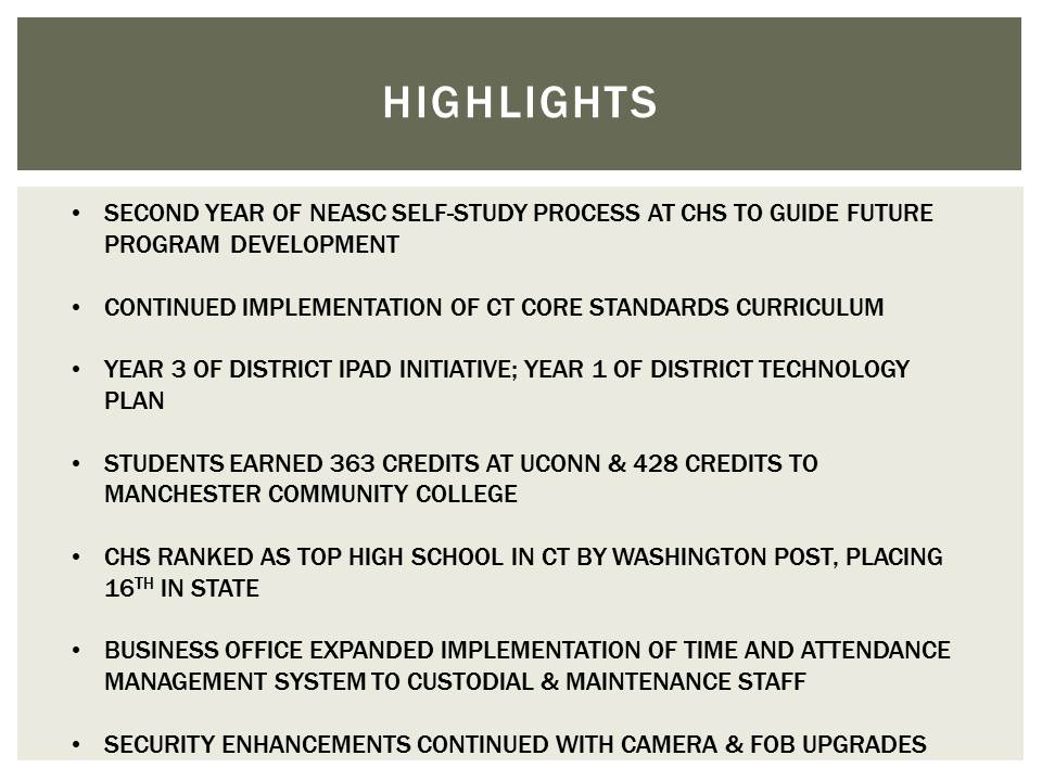 Board of Education Highlights