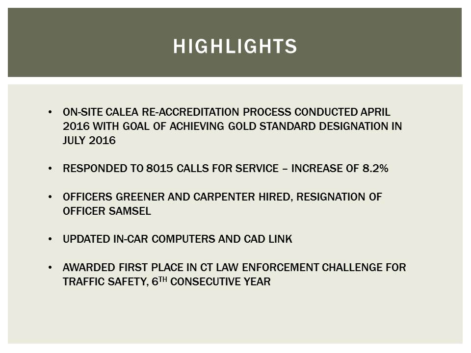 Police Department Highlights