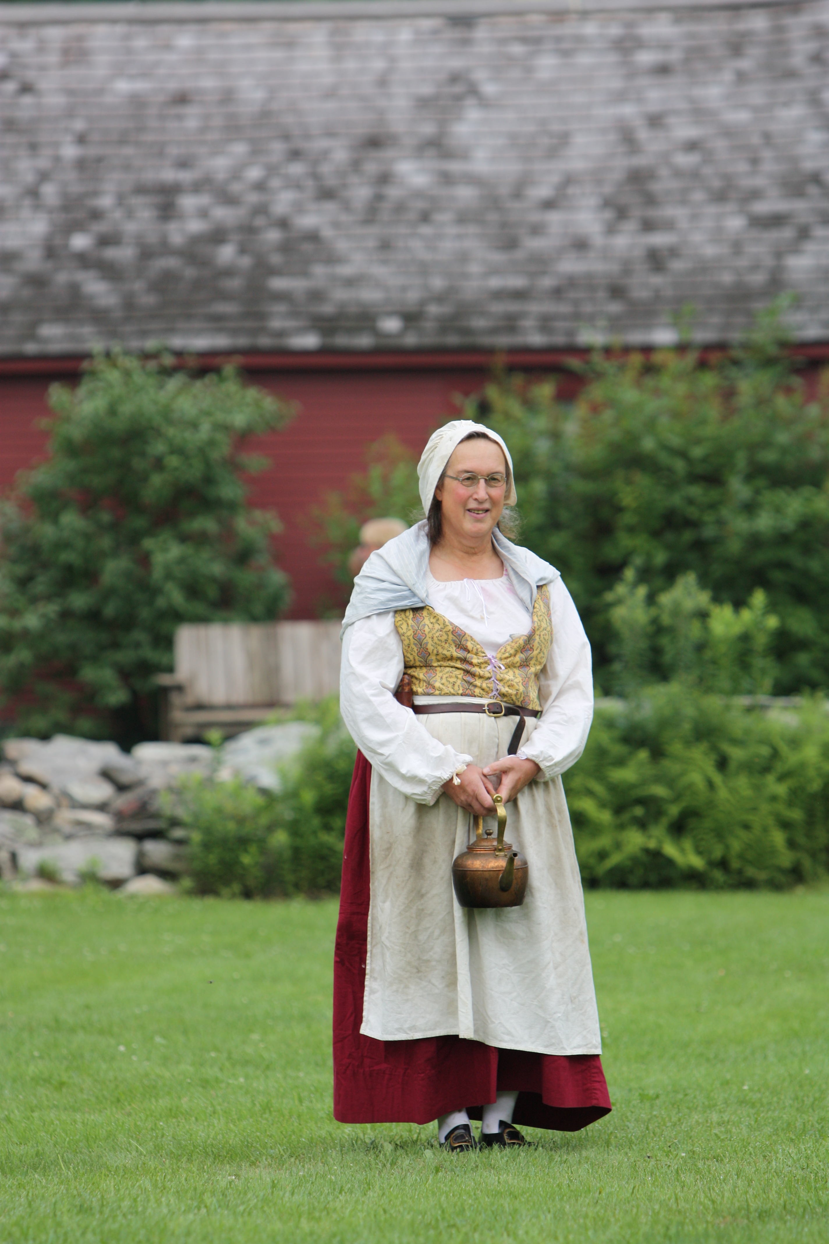 Reenactment member walking