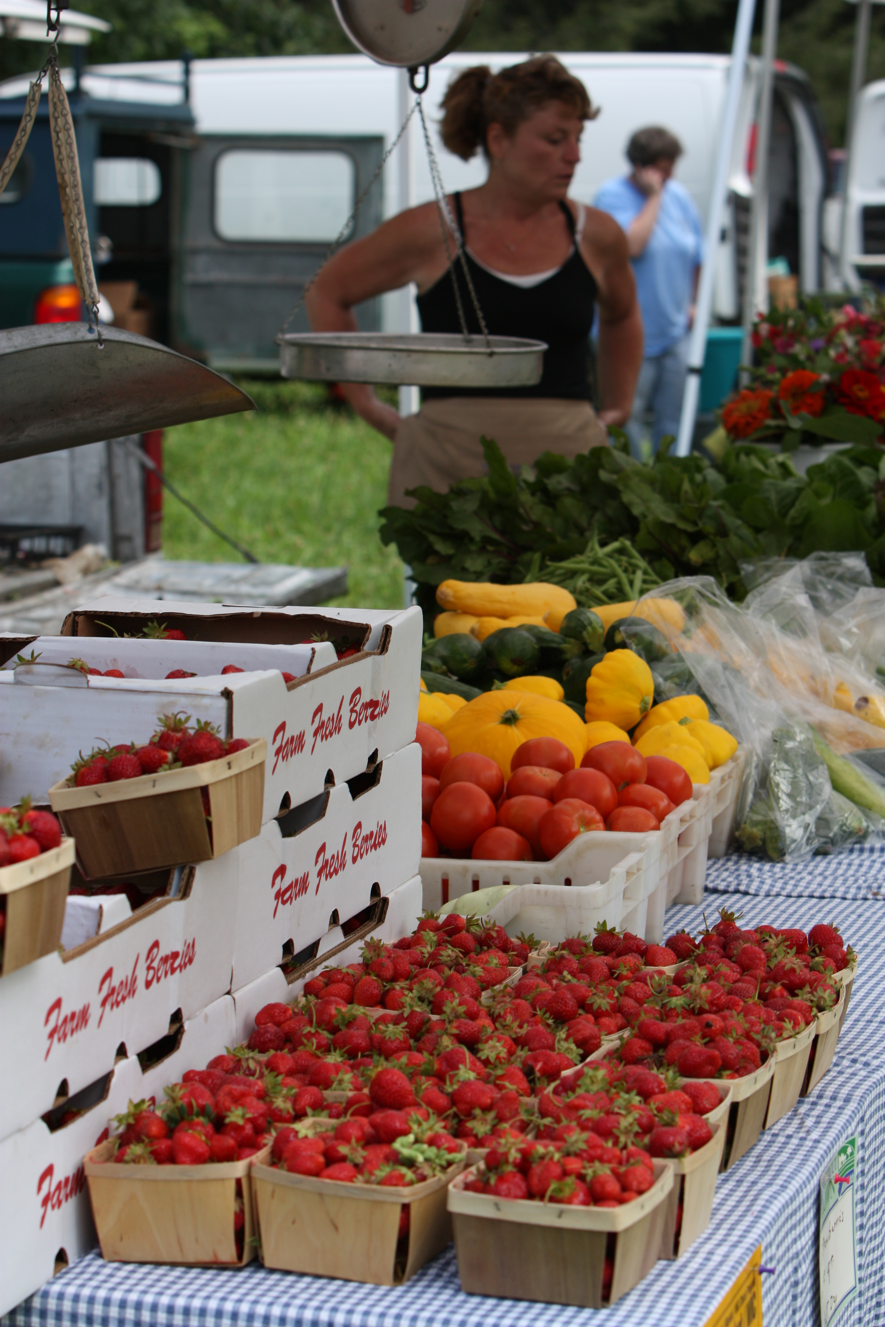 Fresh produce on tables