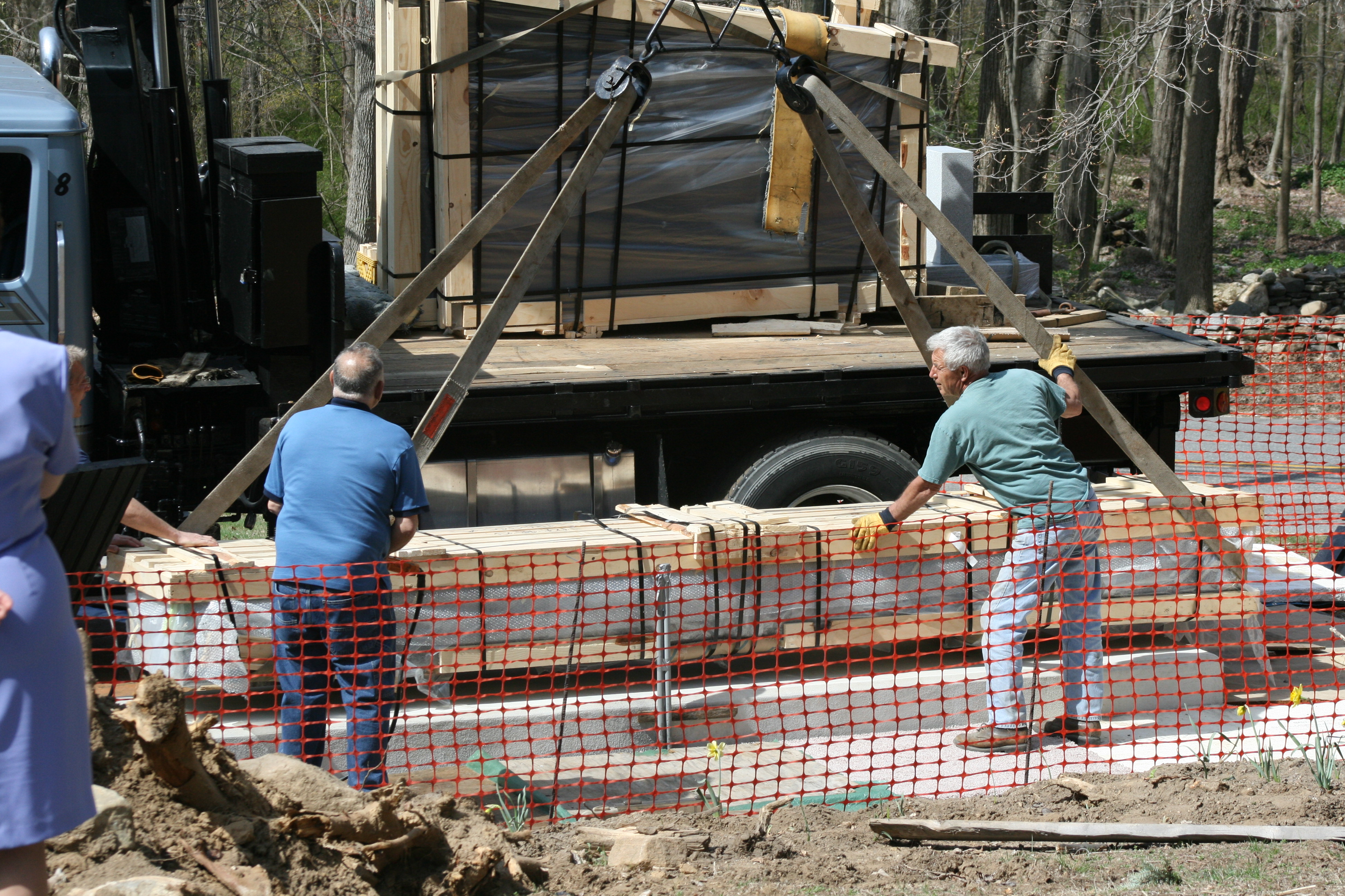Lowering the base onto the platform