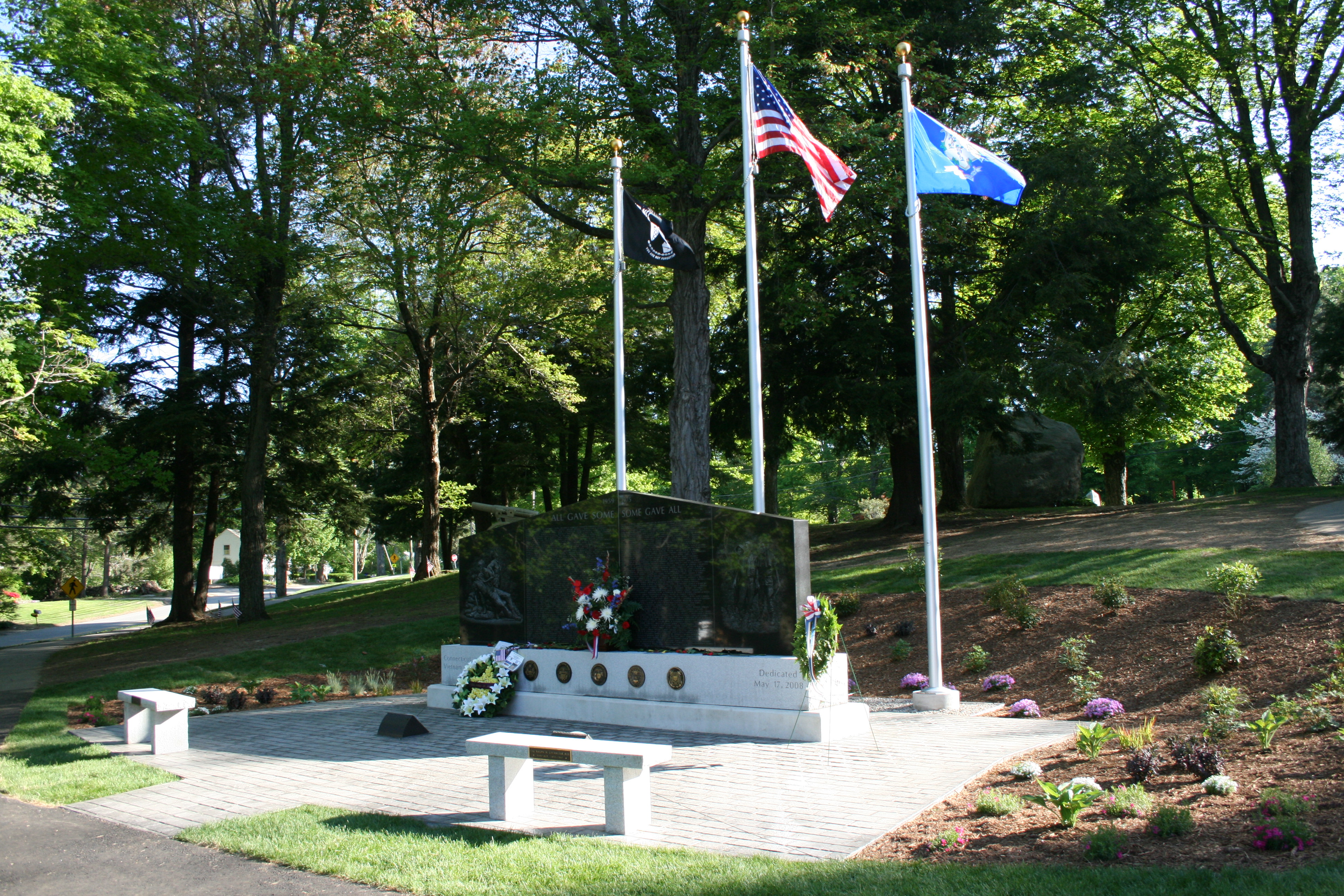 Memorial with flags