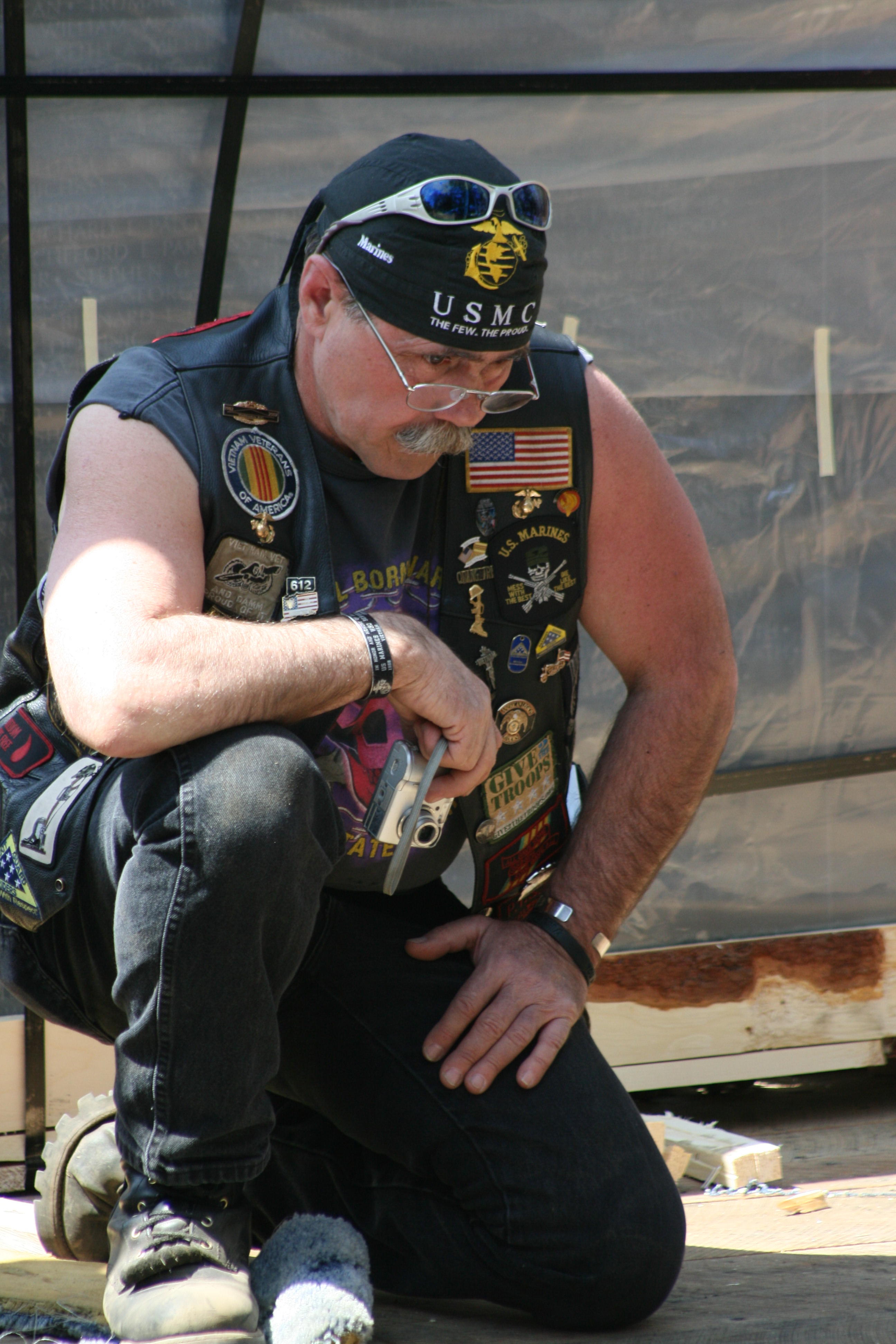 Veteran kneeling